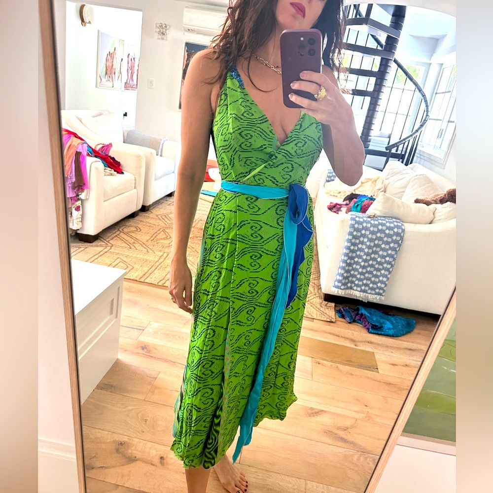 Vintage Tracy Feith collection silk wrap dress y2k